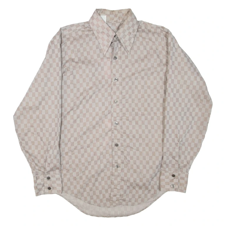 Mens Shirt Brown Check Long Sleeve XL