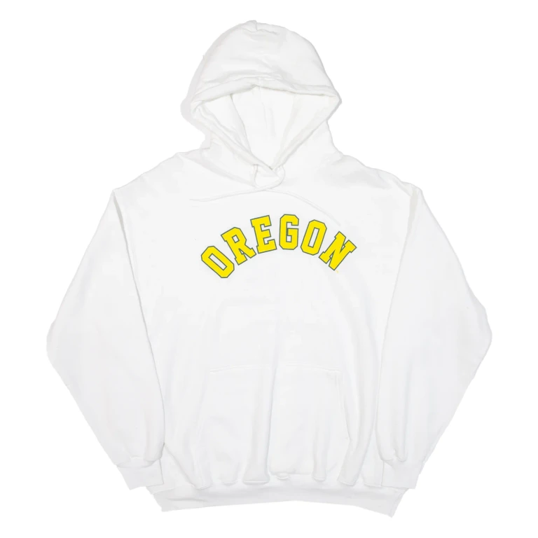 PORT & COMPANY Oregon Mens White Hoodie USA XL