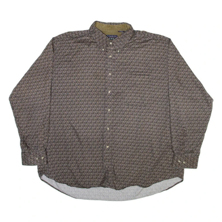 TRADER BAY Mens Shirt Brown Crazy Pattern Long Sleeve 2XL
