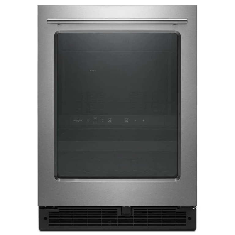 24 in. Wide Undercounter Beverage Center with Towel Bar Handle in Stainless Steel
