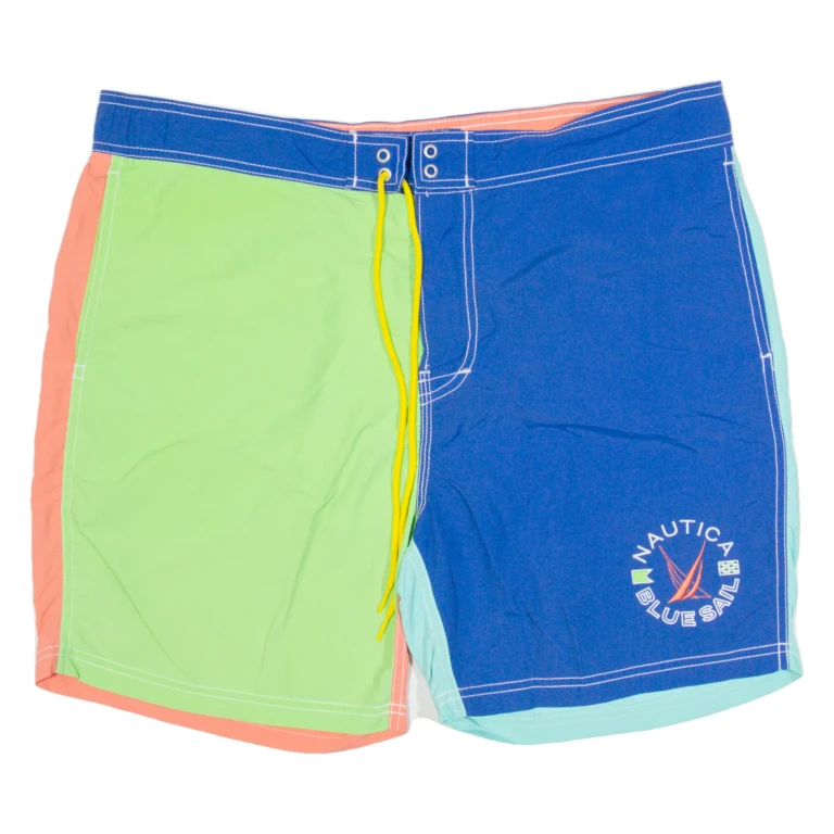 NAUTICA Mens Sports Shorts Blue Colourblock L W38