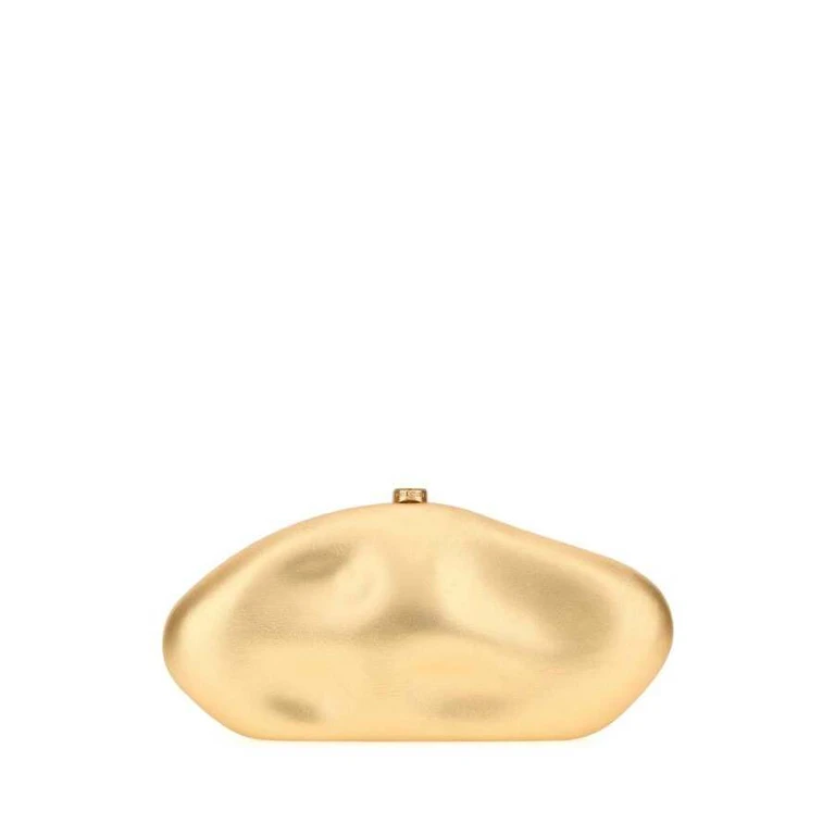 Gold Nappa Leather Caldera Clutch Brass Borse A Mano