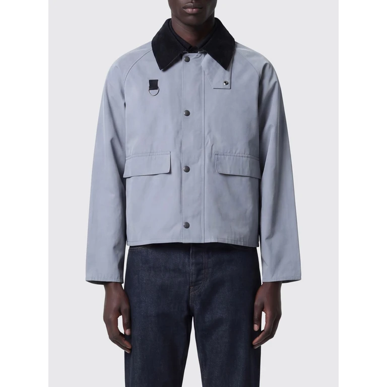 Lightweight Shirt Jacket in Waxed Cotton with Corduroy Collar (MCA0932BL31)