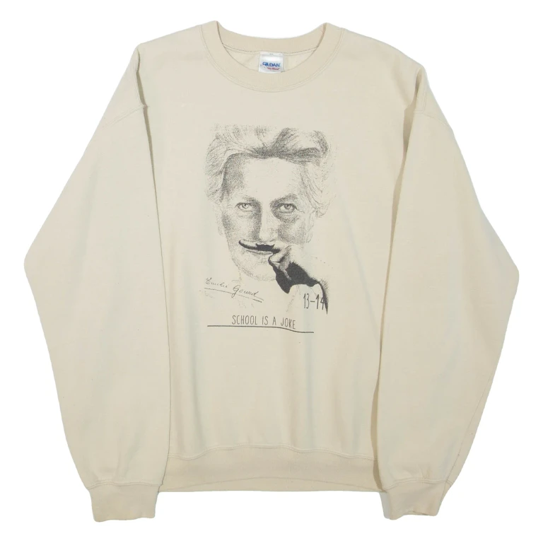 GILDAN Mens Sweatshirt Beige Crew Neck M