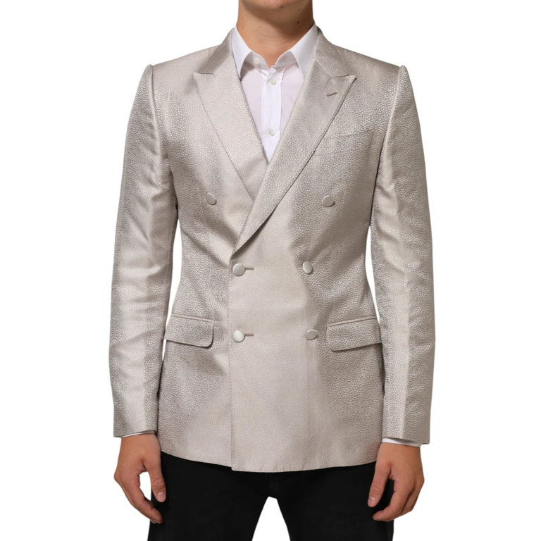 Beige Martini Double-Breasted Suit Blazer - Men