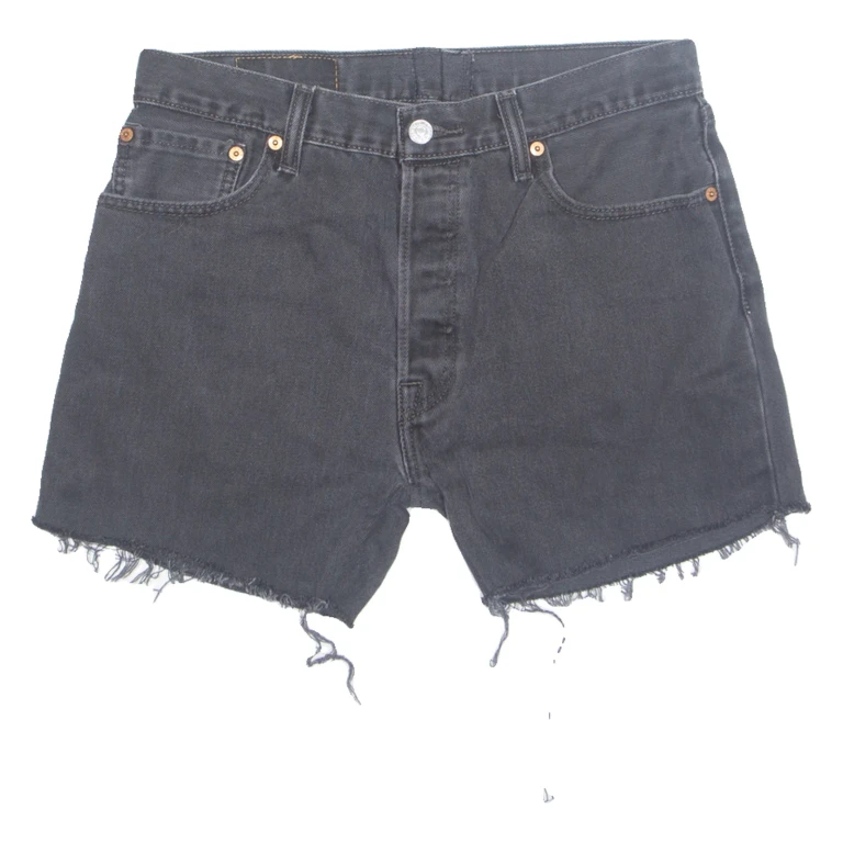 LEVI'S Cut Off Patterned Pocket 501 Womens Denim Shorts Black M W33