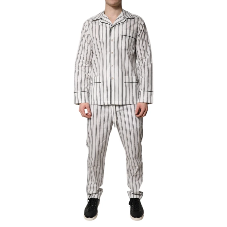 Dolce & Gabbana White Black Stripes Cotton Men Pajama Set Sleepwear Black/white Clothing - Men