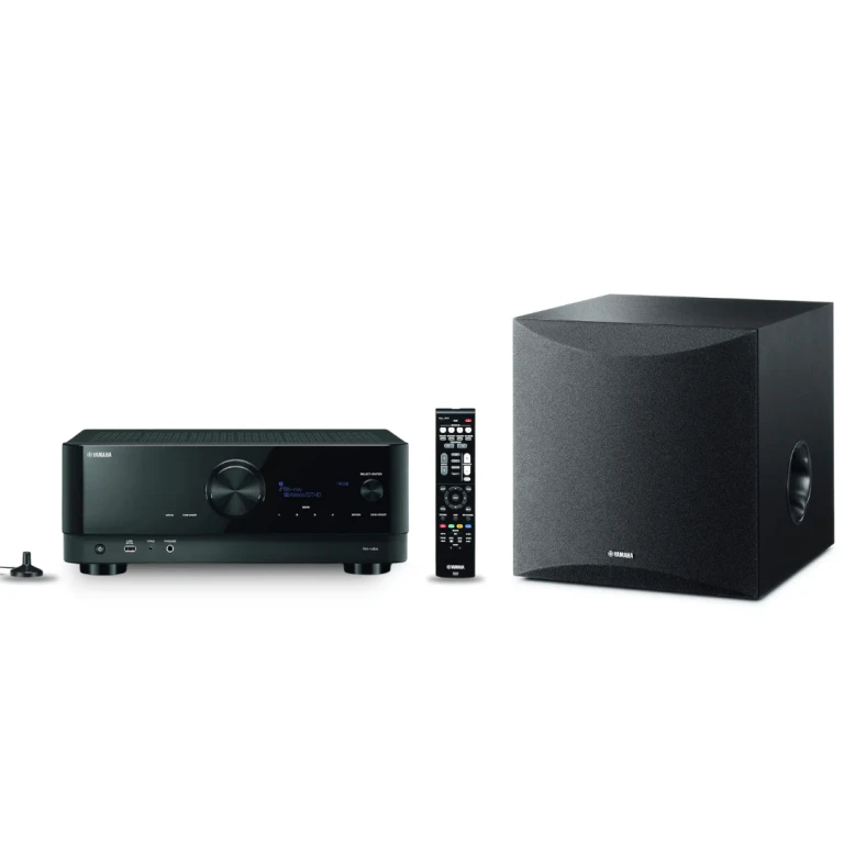 RX-V6A 7.2-Channel AV Receiver with MusicCast & 10" 100W Powered Subwoofer Bundle - Enhance Your Home Theater Experience