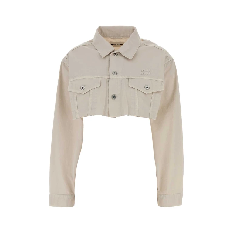 Miu Miu Ivory Denim Shirt Bianco Exterior: Cotton Camicie - Women