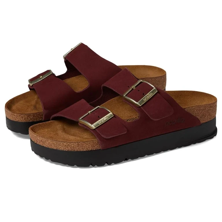 Fanny Ring Buckle Suede Leather Wedge Clogs Narrow