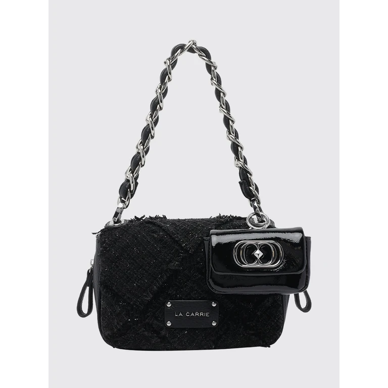 Tweed Mini Shoulder Bag with Woven Chain Handle (161MBS450CANBLA)