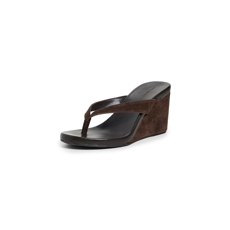 Avanti Wedge Thong Sandals Espresso Suede 9