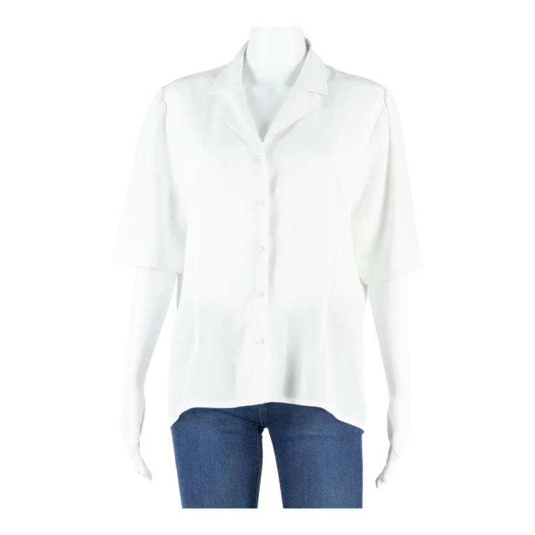 DEVERNOIS Womens Blouse Shirt White Collared M