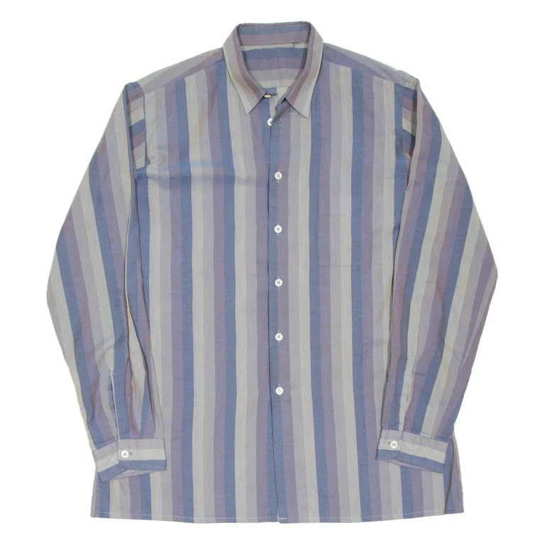 Mens Shirt Purple Striped Long Sleeve L