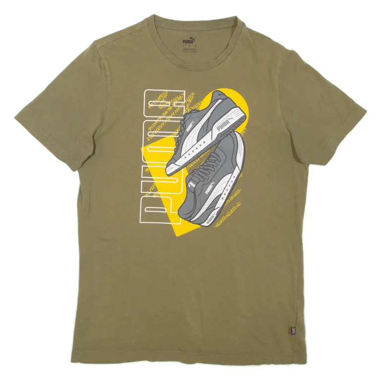 PUMA Mens T-Shirt Green Crew Neck S