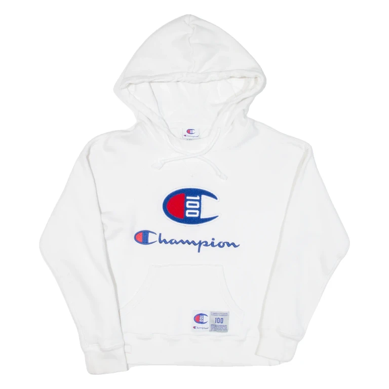 CHAMPION Mens White Hoodie XS