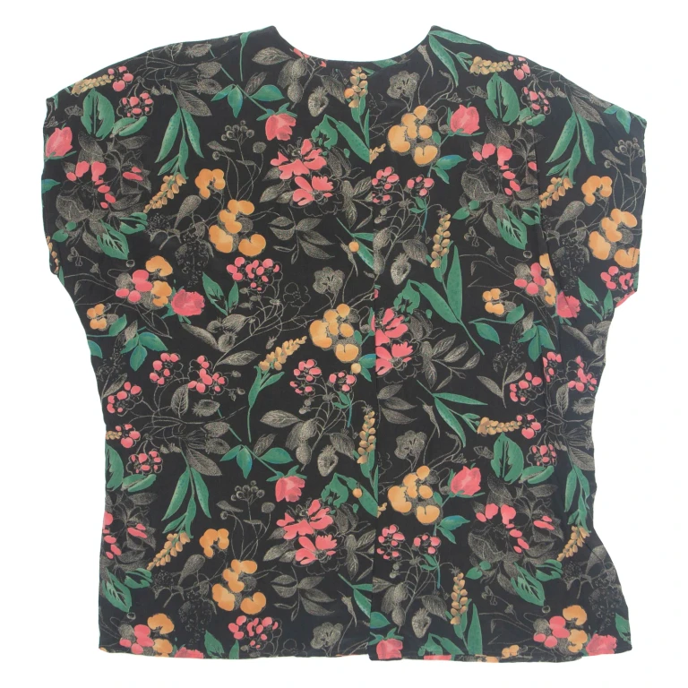 Womens Printed Blouse Black Floral 2XL