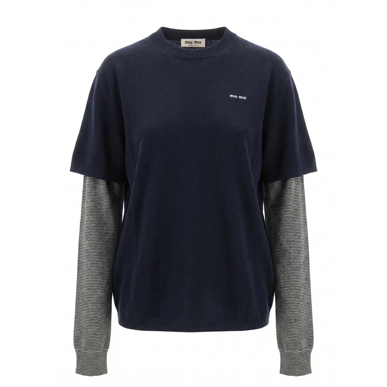 Sweater With Jersey Sleeves