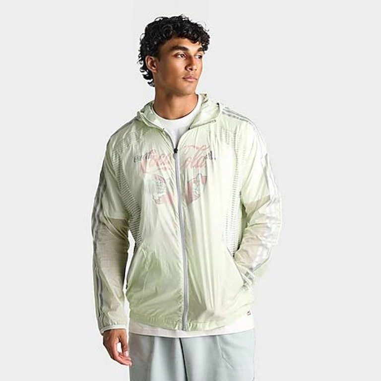 adidas Men's x Coca-Cola Teamgeist Windbreaker Jacket in Crystal Jade/Grey Silver Size: Small