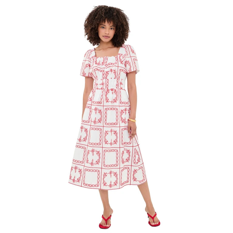 RAILS Nanette Dress Ivory Red Handkerchief L