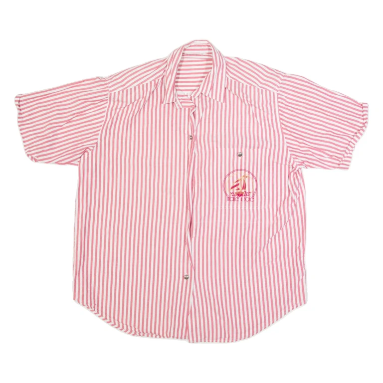 LAST SCENE Womens Shirt Red 90s Striped M