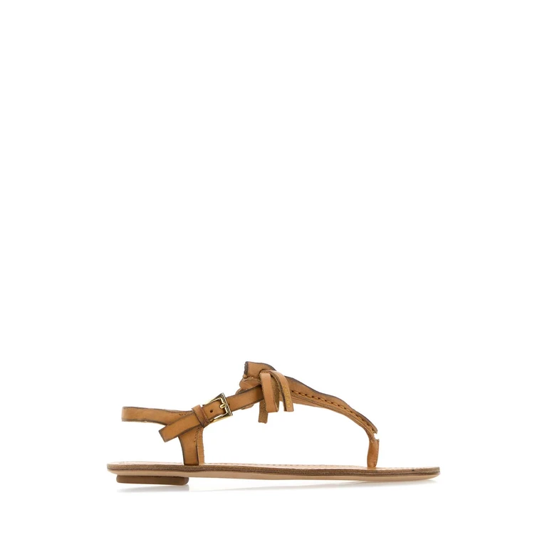 Camel Leather Thong Sandals Naturale Sandali - Women