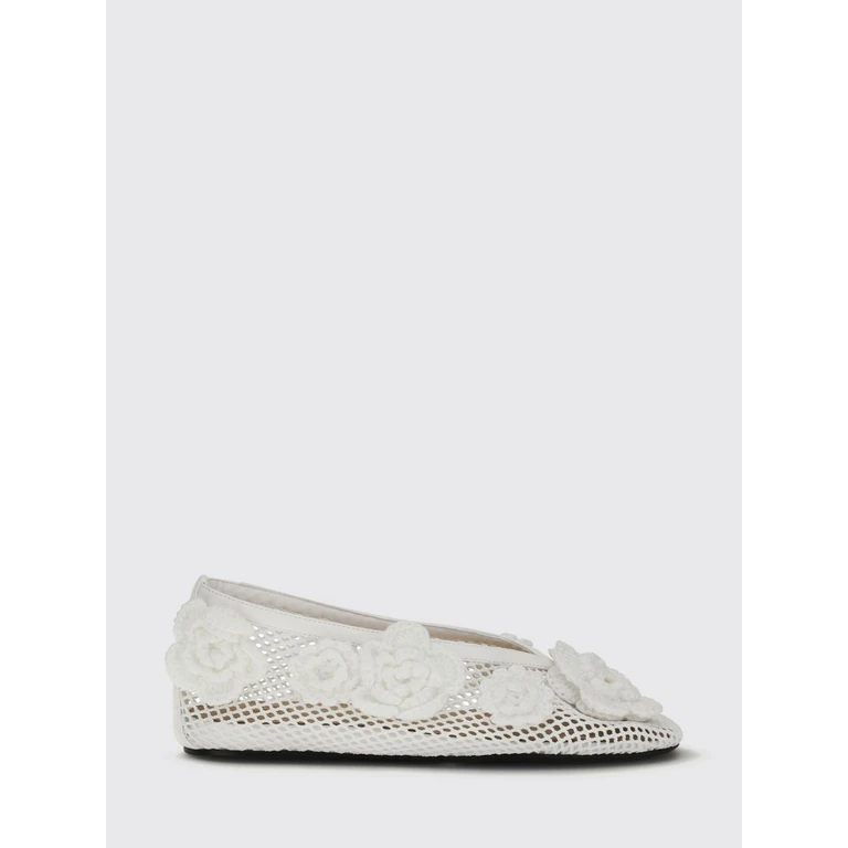 Jenny Perforated Viscose Ballet Flats with Floral Appliqué (B1020179135)
