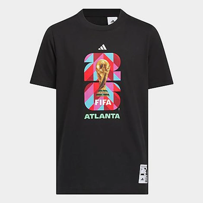 adidas Big Kids FIFA World Cup 26 Host City Atlanta Graphic Soccer T-Shirt in Black Size: XS