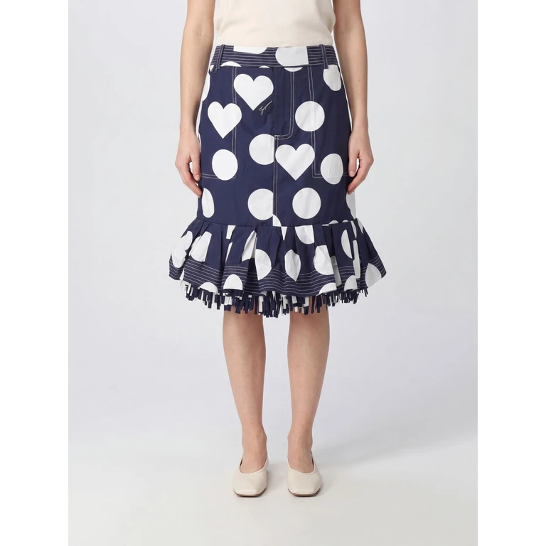 Cabana Polka-Dot and Heart Midi Skirt with High Waist and Ruffles (SKW00678AW008413HD)