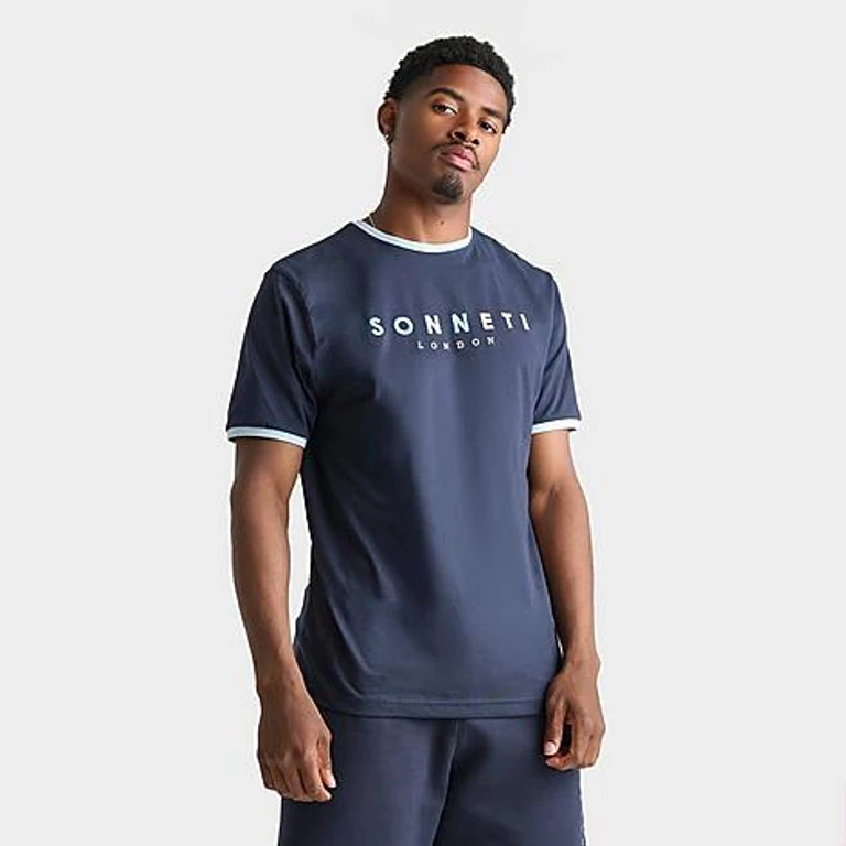 Men's Hare Ringer T-Shirt in Navy/Cool Blue Size: Small