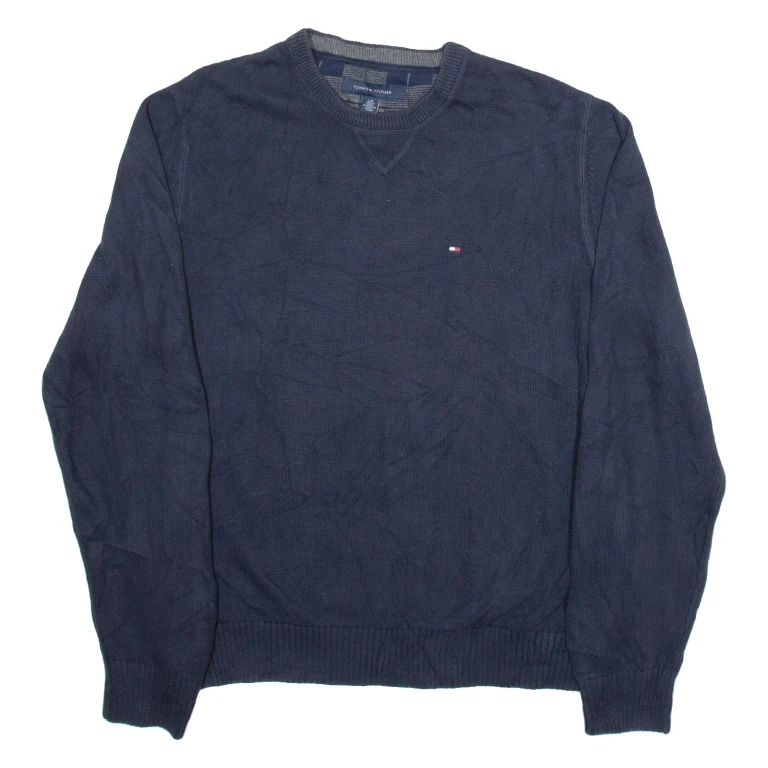 TOMMY HILFIGER Mens Jumper Blue Tight Knit L