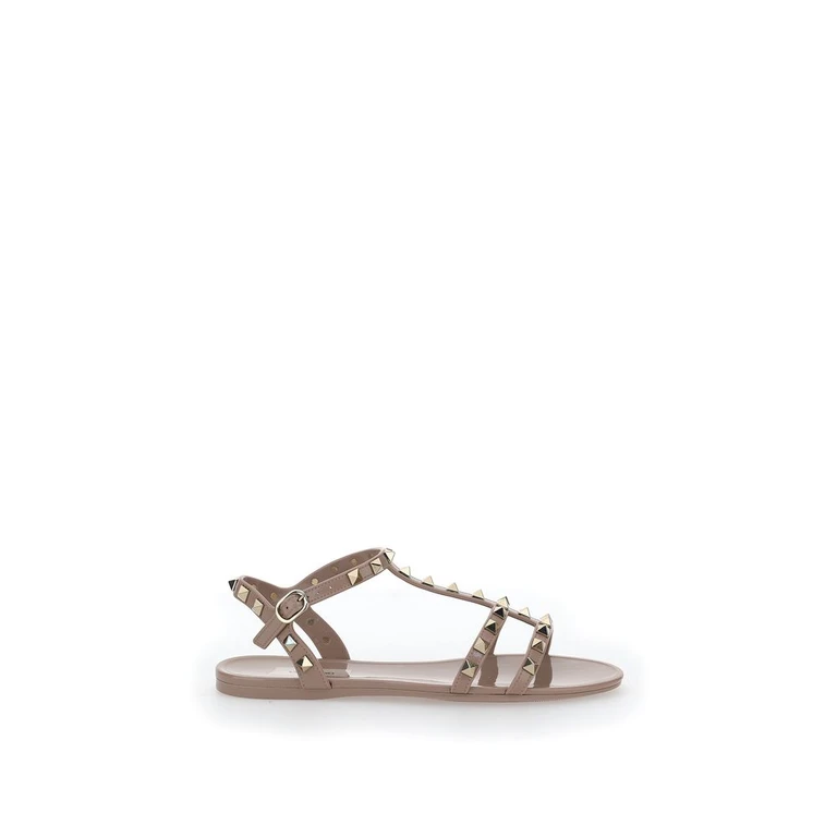 Beige Rubber Flat Sandals - Women