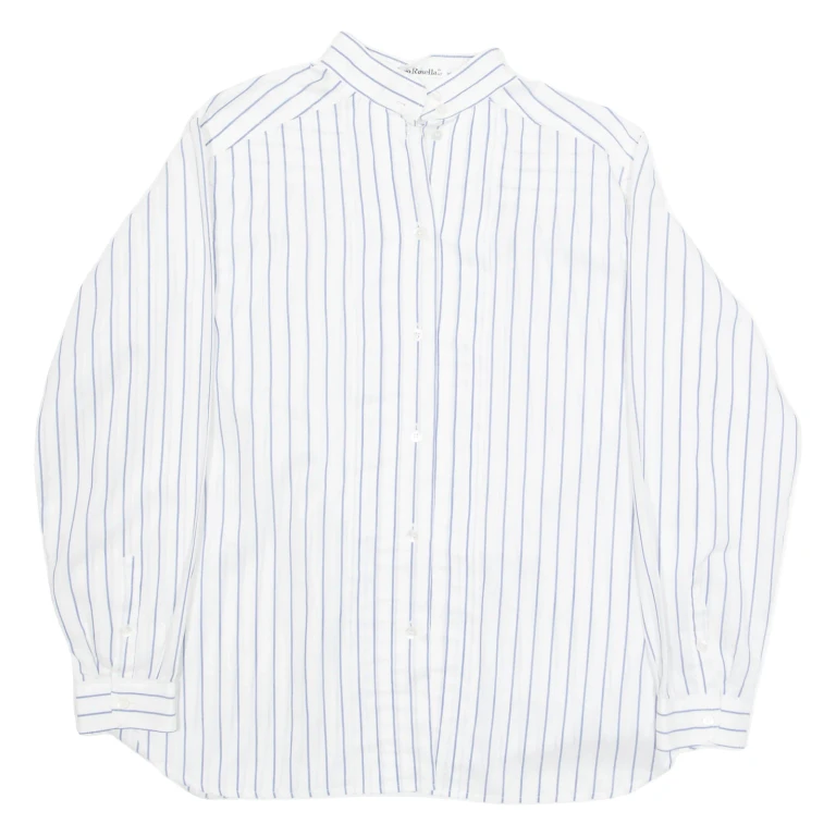 MARIO ROSELLA Womens Printed Blouse White Long Sleeve Striped M