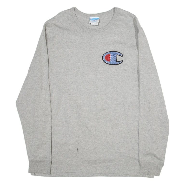 CHAMPION Mens T-Shirt Grey Long Sleeve L
