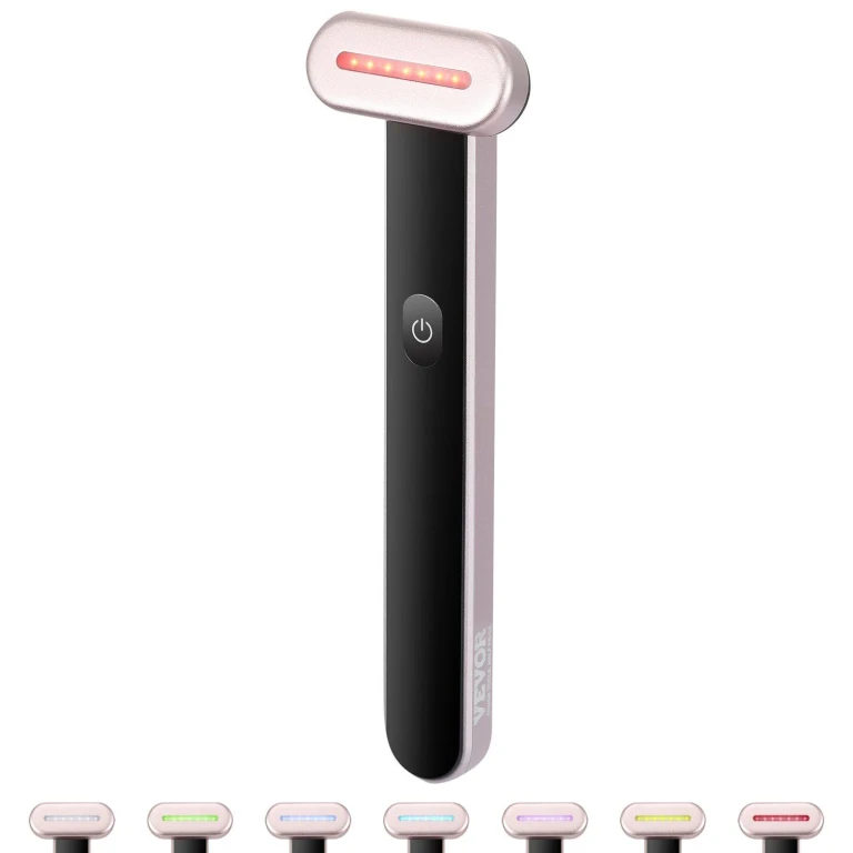 Red Light Therapy Wand for Face, 7-Color LED Facial Wand Red Light Therapy Device with Heatig Therapy Microcurrent Vibrating Massage, Portable LED Beauty Wand for Face, Neck