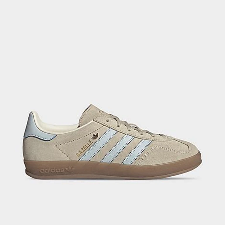 adidas Women's Originals Gazelle Indoor Casual Shoes in Wonder Beige/Halo Blue/Gum Size: 5.0