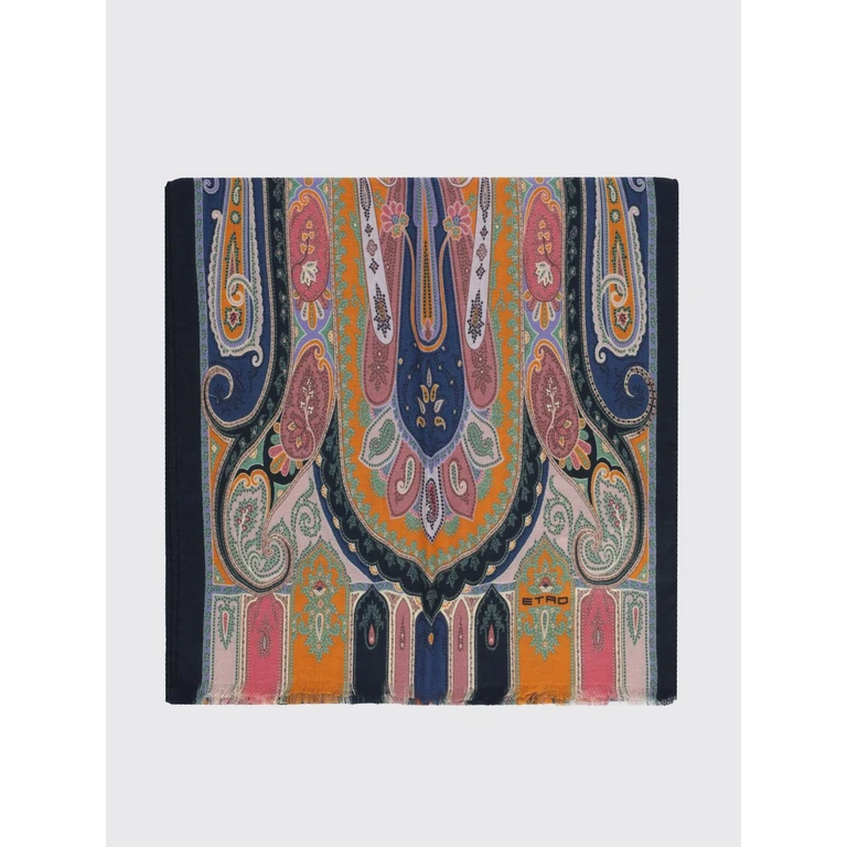 Fringed Paisley Print Cashmere Blend Square Scarf (WATA0005AKF54X0883)