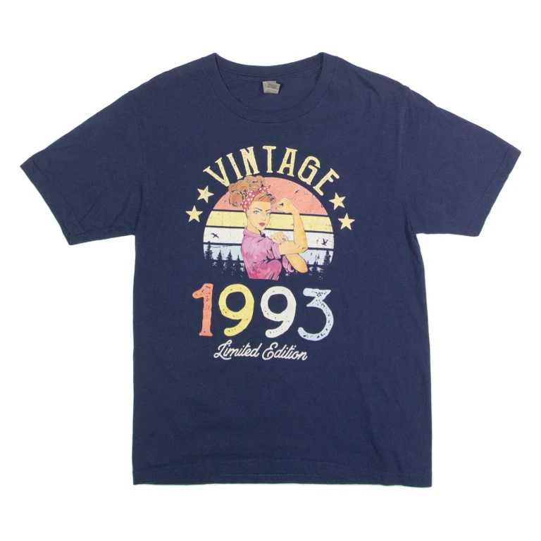 GILDAN 1993 Mens T-Shirt Blue Crew Neck S
