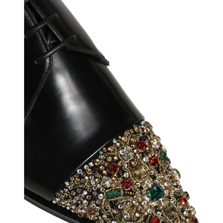 Dolce & Gabbana Black Embellished Derby Dress Formal Shoes Leather - Men