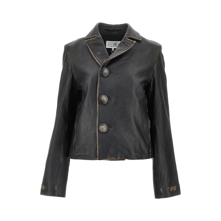 Vintage-effect leather jacket Woman 40