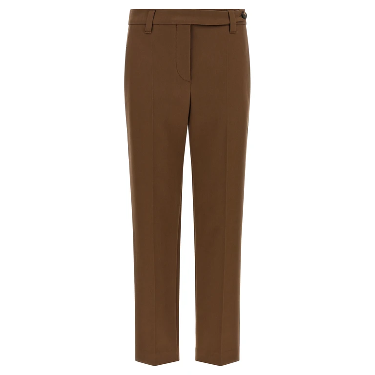 Brunello Cucinelli Brown Cotton Cropped Pants - Women