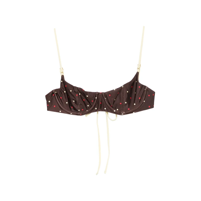 Frankies Bikinis Cola Polka-dot Underwired Bikini Top