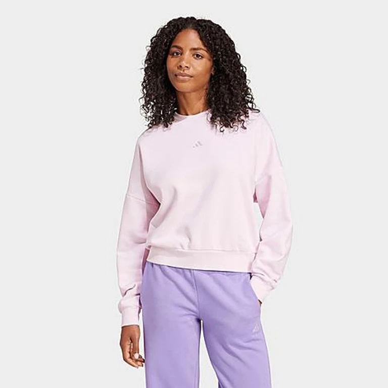 adidas Women's Sportswear Essentials Small Logo Feel Cozy Sweatshirt in Clear Pink/White Size: XS