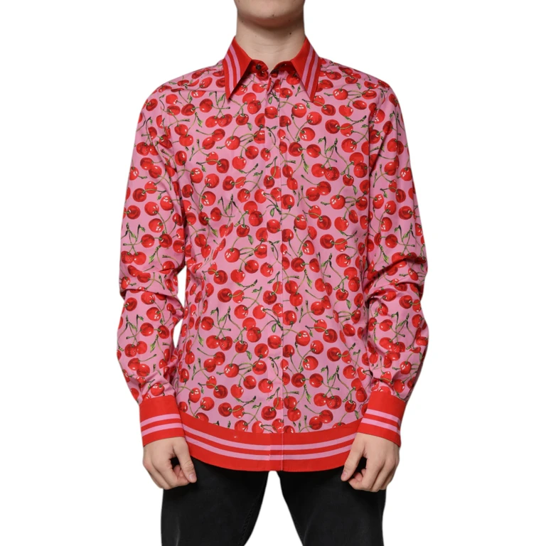 Dolce & Gabbana Pink Cherry Cotton Formal Martini Dress Shirt - Men