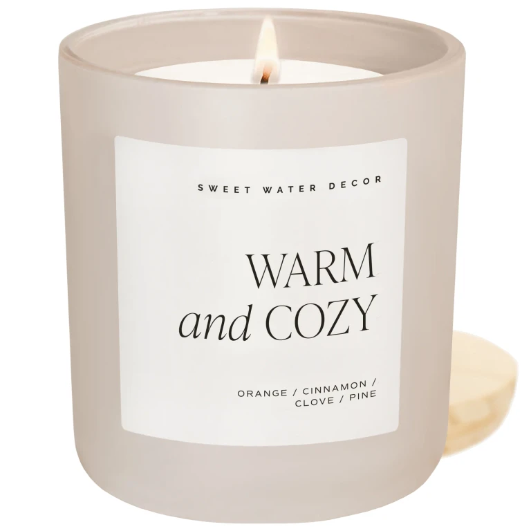 Warm and Cozy Soy Candle - Tan Matte Jar - 15 oz