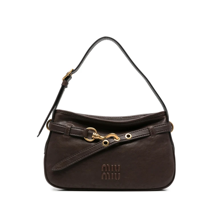 Logo-embossed Buckle-strap Shoulder Bag