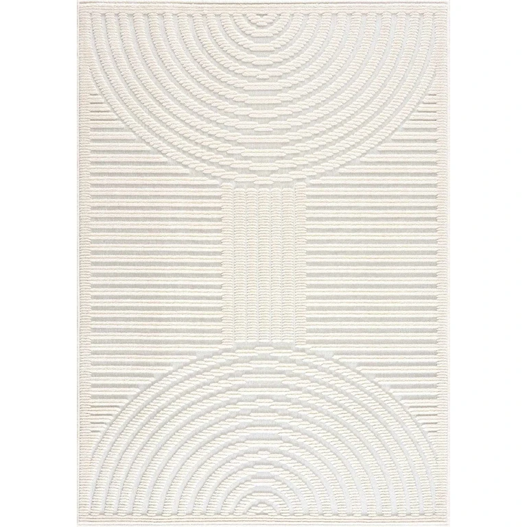 Deron White Washable 3D Rug