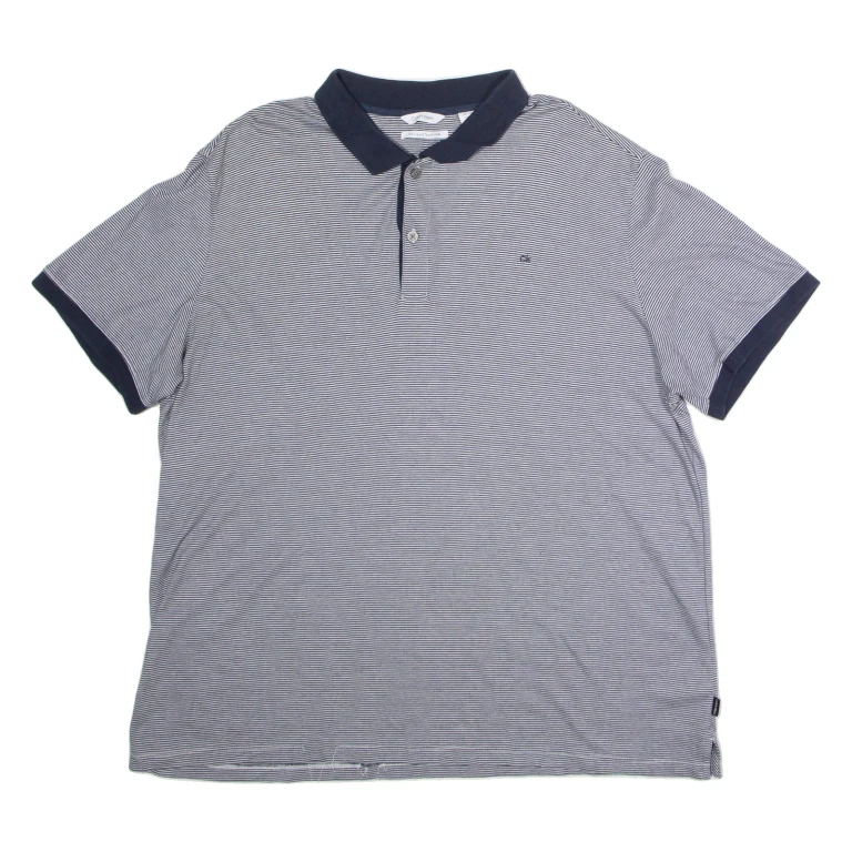 CALVIN KLEIN Mens Polo Shirt Blue Striped 2XL