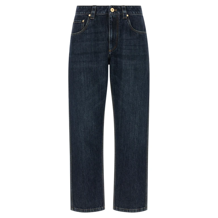 Brunello Cucinelli Blue Cotton Straight-Leg Jeans Clothing - Women