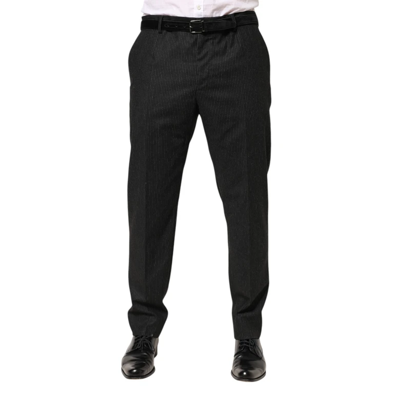 Dolce & Gabbana Black Cotton Mid Waist Dress Trouser Pants - Men